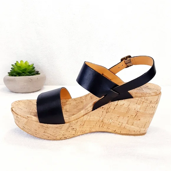 KORK-EASE AUSTIN BLACK LEATHER WEDGE SANDAL - Picture 3 of 16